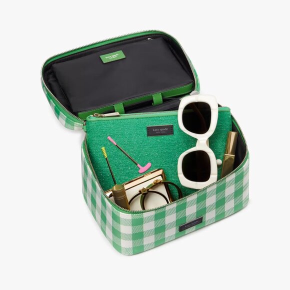 Kate Spade Sam Icon Gingham Field Vanity Kit In Candy Grass Multi - Picture 4 of 4